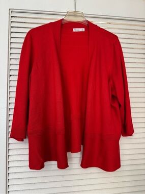 89th & Madison Open-Front Bright Red Cardigan